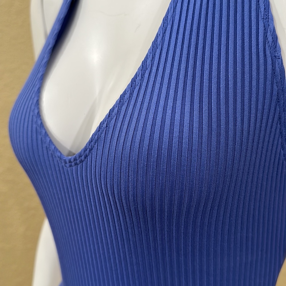 Forever 21 lavender/sky blue tank bodysuit with tie halter neck, size medium - Picture 2 of 8